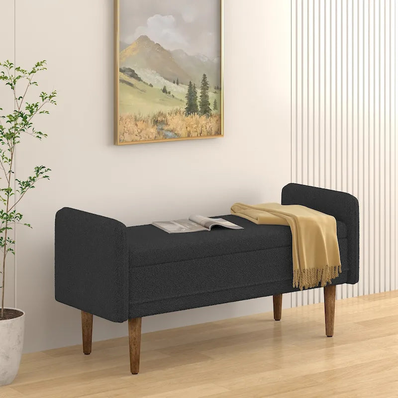 Pouffe de rangement en lin beige/vert/noir – Monoplace