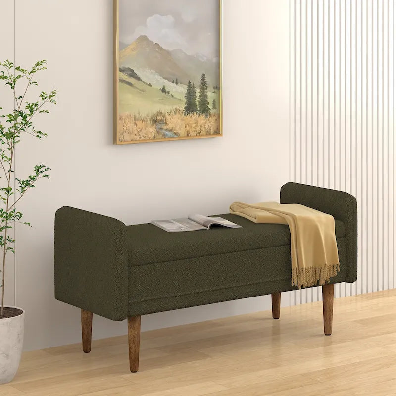 Linen Fabric Storage Stool, ,with Storage Space, Suitable for Apartments, Living Rooms and Bedrooms