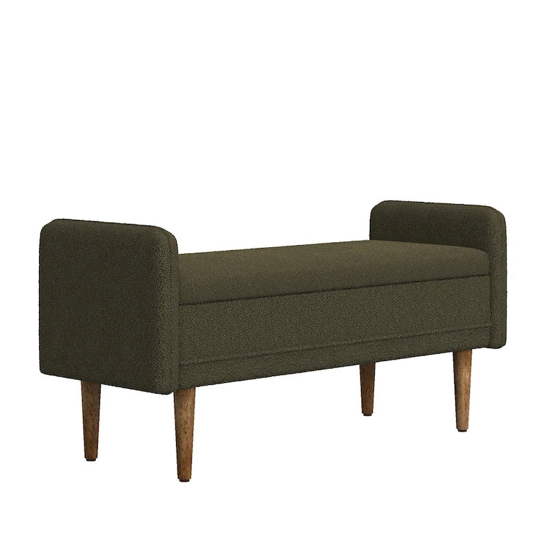 Pouffe de rangement en lin beige/vert/noir – Monoplace