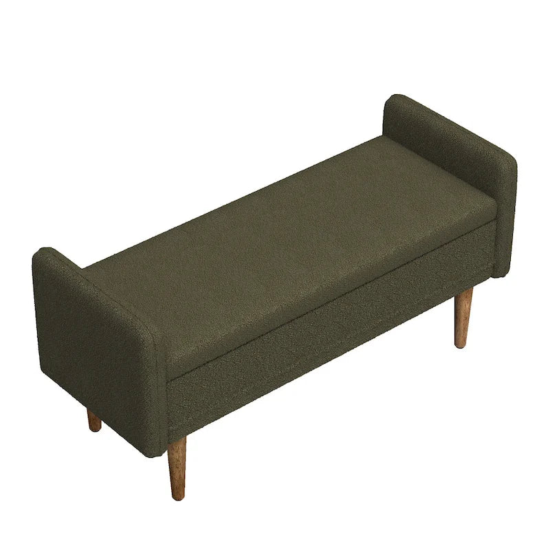 Pouffe de rangement en lin beige/vert/noir – Monoplace
