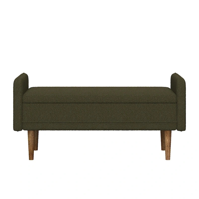 Pouffe de rangement en lin beige/vert/noir – Monoplace