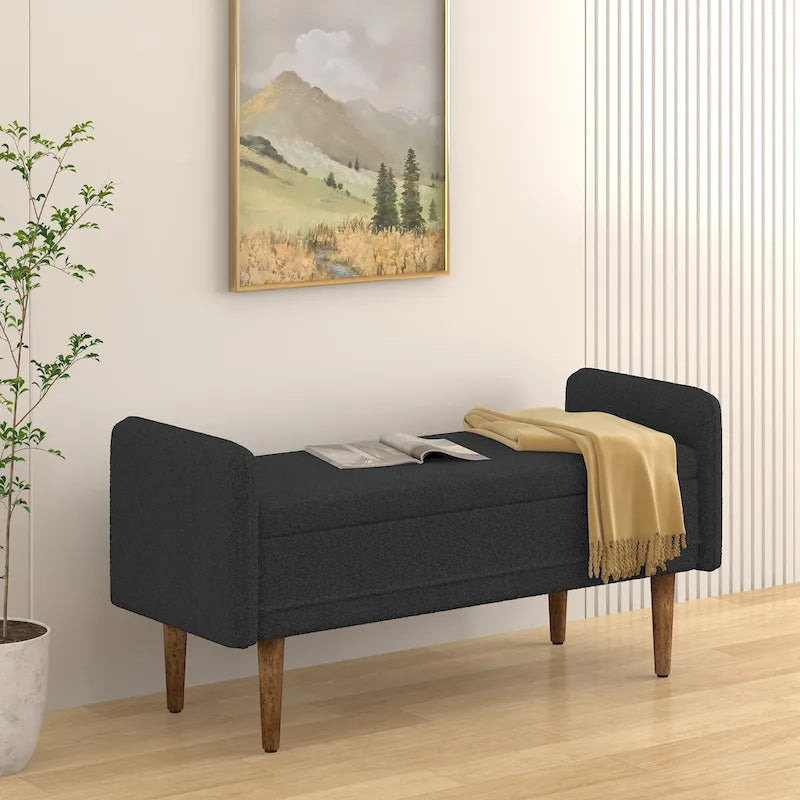 Pouffe de rangement en lin beige/vert/noir – Monoplace