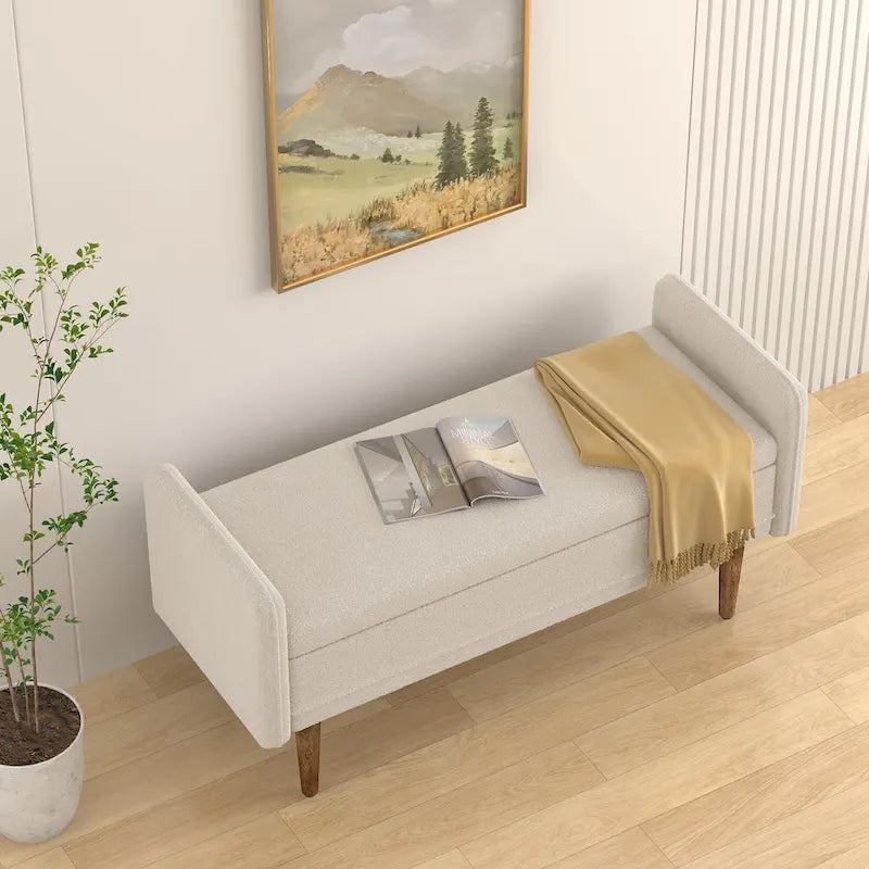 Pouffe de rangement en lin beige/vert/noir – Monoplace