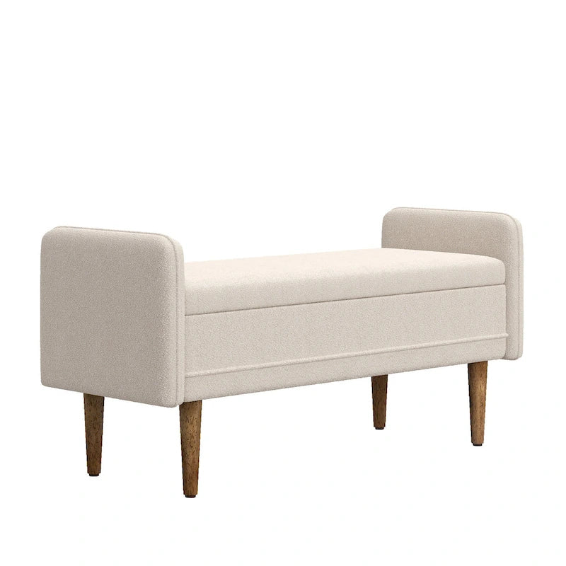 Pouffe de rangement en lin beige/vert/noir – Monoplace