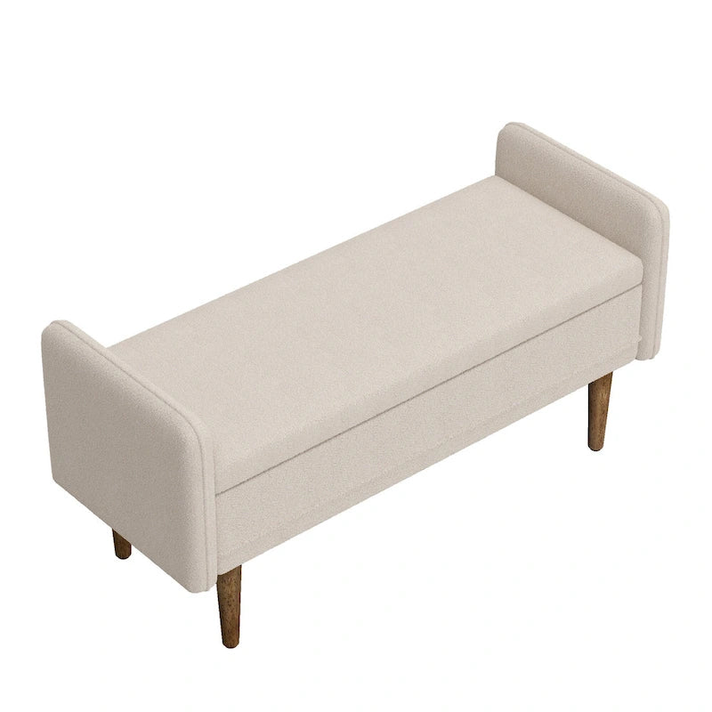 Pouffe de rangement en lin beige/vert/noir – Monoplace