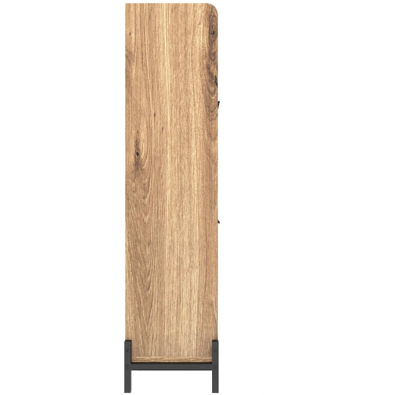 Meuble à chaussures basculant 4 portes, naturel/blanc, autoportant, pour 1 à 2 utilisateurs