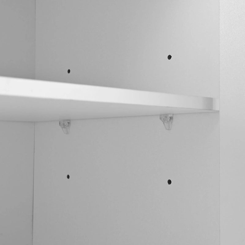 Armoire de rangement 4 portes cannelée Blanche/Noire avec étagères réglables, 5 pieds, assemblage à 2 personnes
