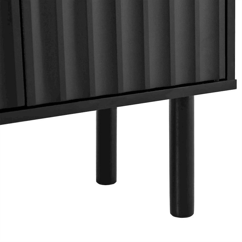 Armoire de rangement 4 portes cannelée Blanche/Noire avec étagères réglables, 5 pieds, assemblage à 2 personnes