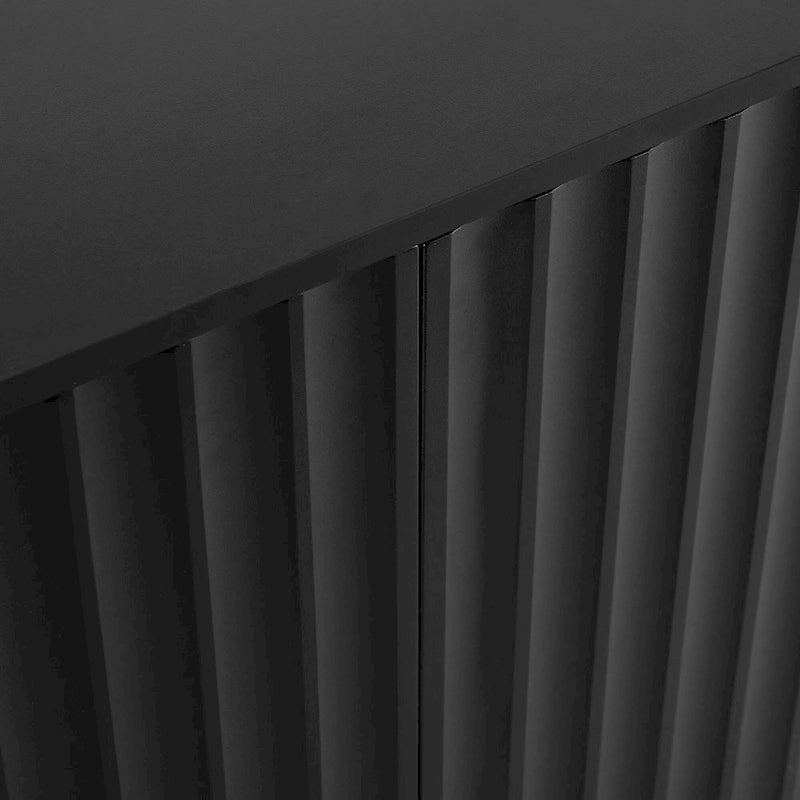 Armoire de rangement 4 portes cannelée Blanche/Noire avec étagères réglables, 5 pieds, assemblage à 2 personnes