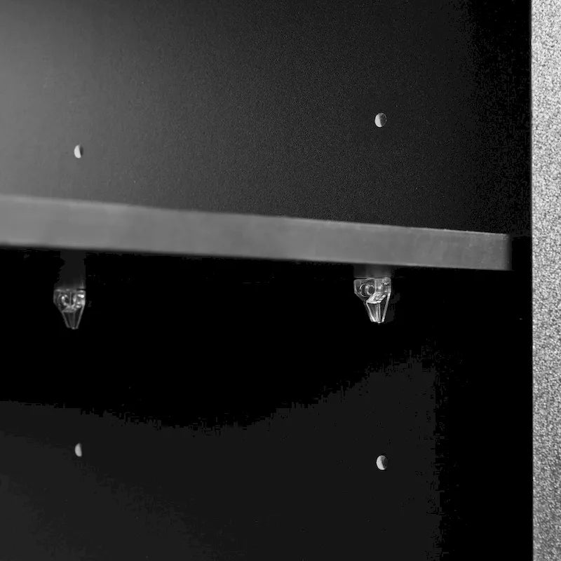 Armoire de rangement 4 portes cannelée Blanche/Noire avec étagères réglables, 5 pieds, assemblage à 2 personnes
