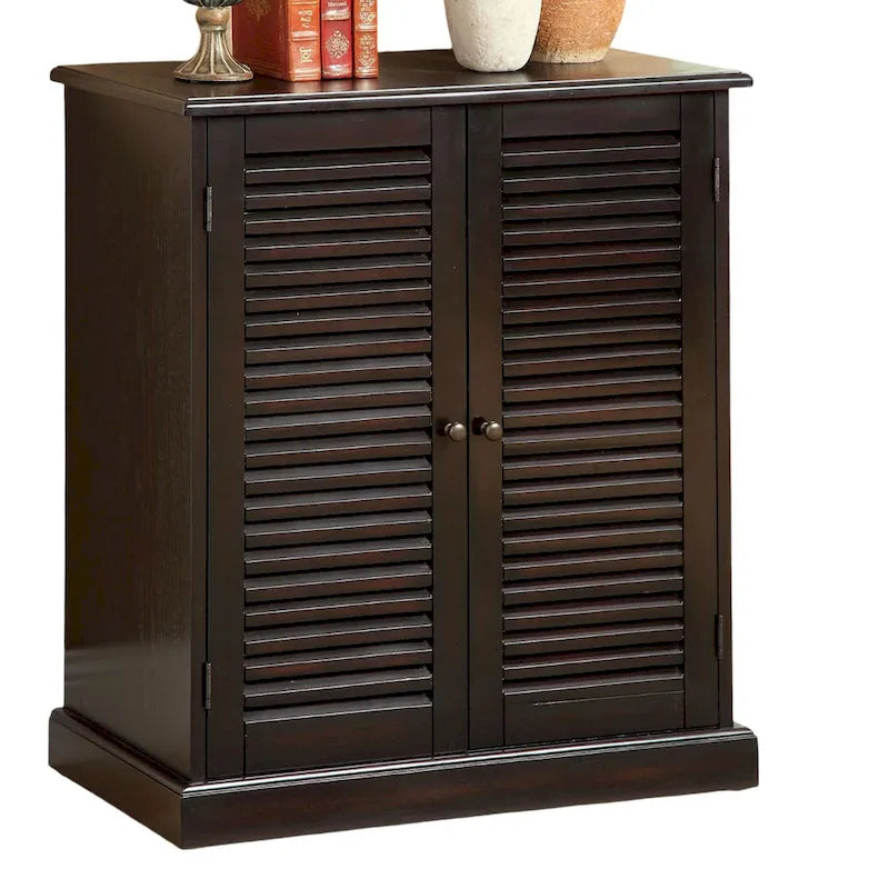 Meuble à chaussures avec portes persiennes, Espresso / Chêne, Tablettes ajustables