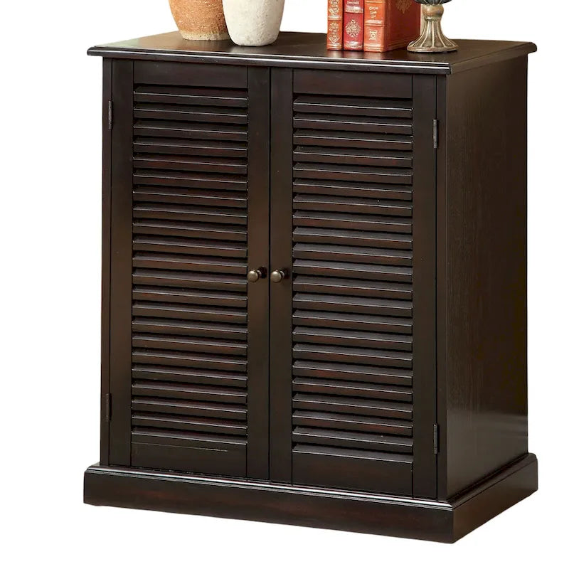 Meuble à chaussures avec portes persiennes, Espresso / Chêne, Tablettes ajustables