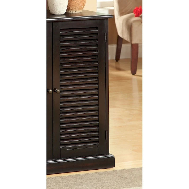 Meuble à chaussures avec portes persiennes, Espresso / Chêne, Tablettes ajustables