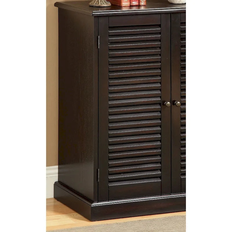 Meuble à chaussures avec portes persiennes, Espresso / Chêne, Tablettes ajustables