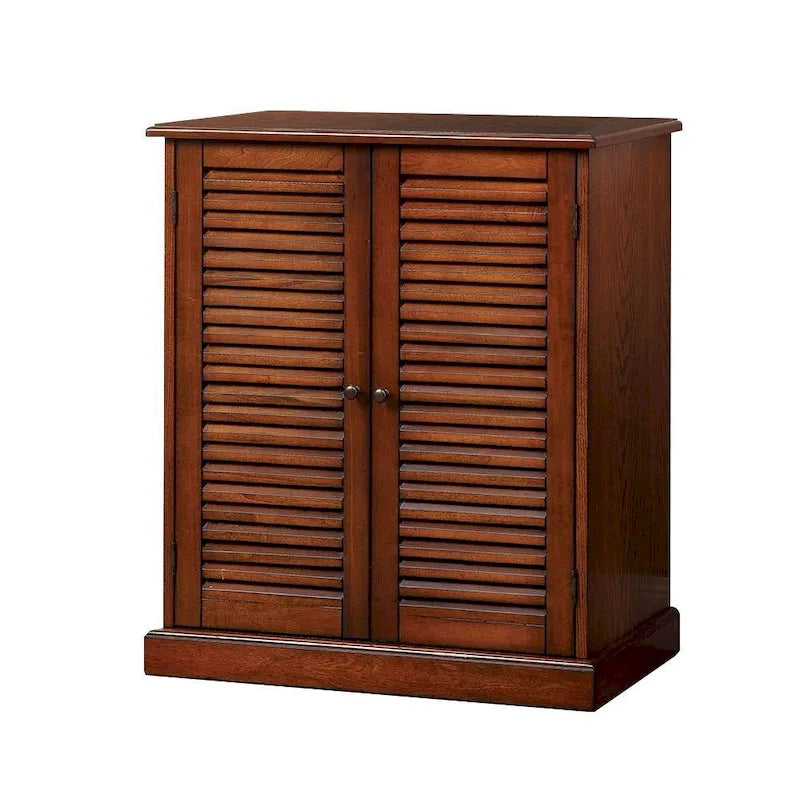 Meuble à chaussures avec portes persiennes, Espresso / Chêne, Tablettes ajustables