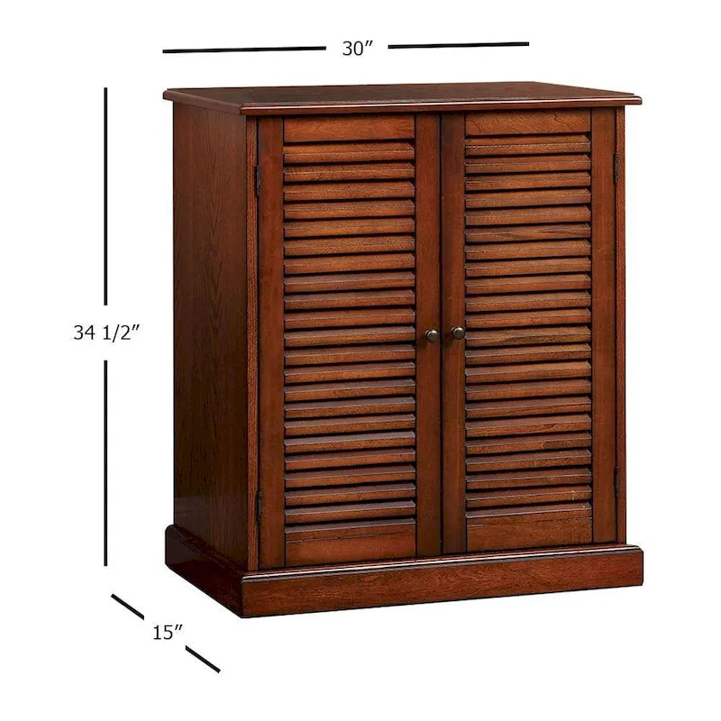 Meuble à chaussures avec portes persiennes, Espresso / Chêne, Tablettes ajustables