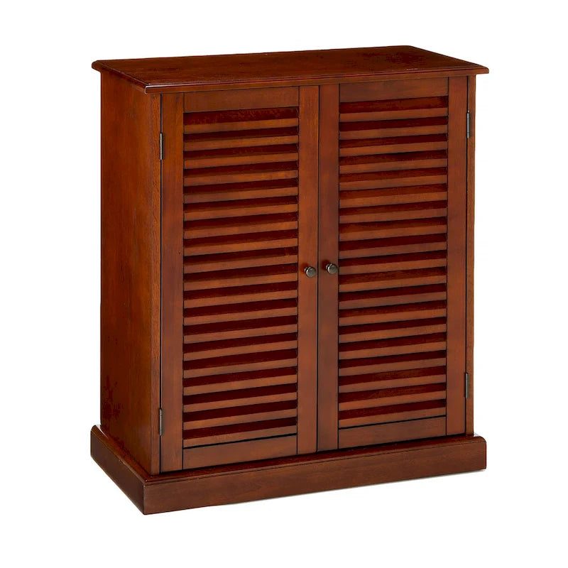 Meuble à chaussures avec portes persiennes, Espresso / Chêne, Tablettes ajustables