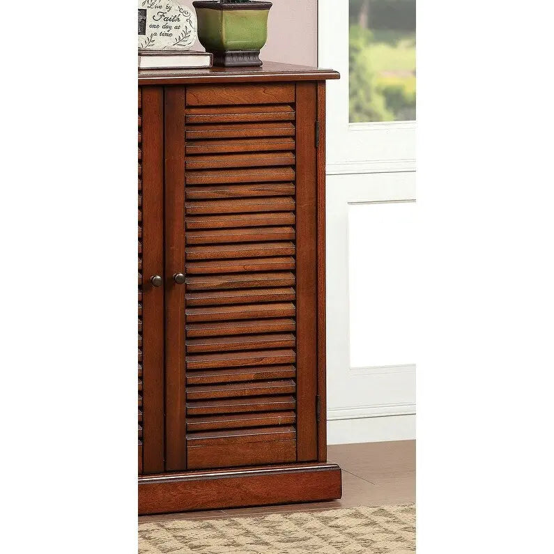 Meuble à chaussures avec portes persiennes, Espresso / Chêne, Tablettes ajustables