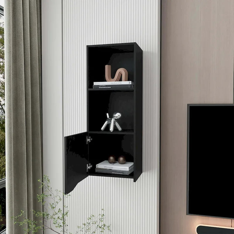 Armoire murale noire à une porte, montage par 1 personne