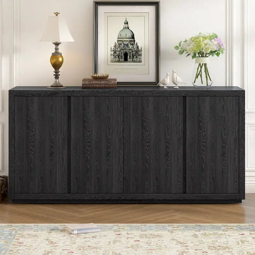 Buffet noir à 4 portes | Placage frêne | Pour 1