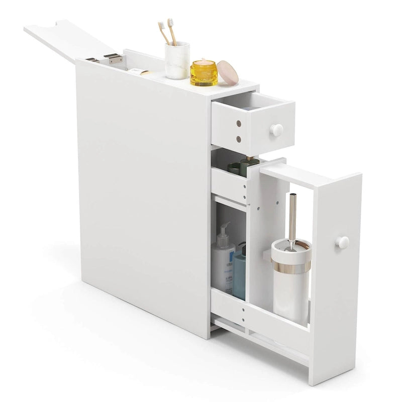 Costway Bathroom Floor Cabinet Toilet Narrow Storage Organizer with
