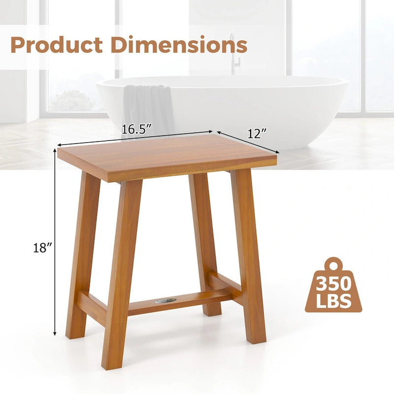 Banc de douche en teck, finition bois marron, pour une personne