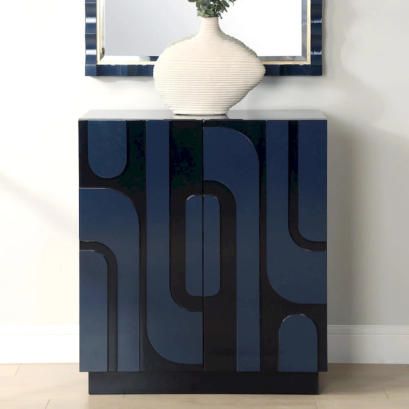 Meuble de rangement 2 portes bleu brillant