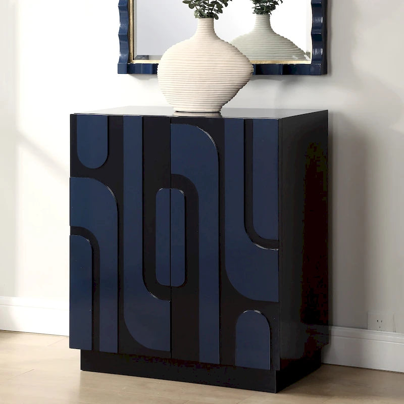 Meuble de rangement 2 portes bleu brillant