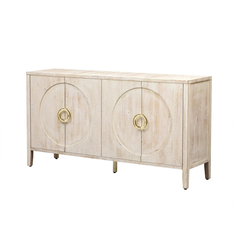 Meuble de rangement en placage de sapin – 5 pieds, porte arrondie, simple (noir / naturel / bleu marine)