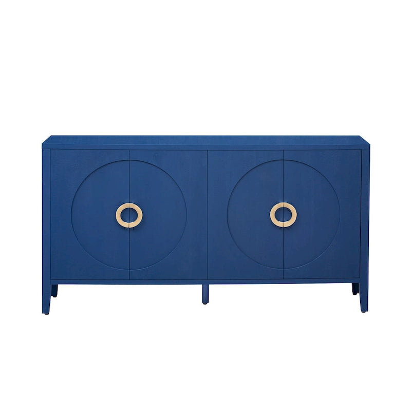 Meuble de rangement en placage de sapin – 5 pieds, porte arrondie, simple (noir / naturel / bleu marine)