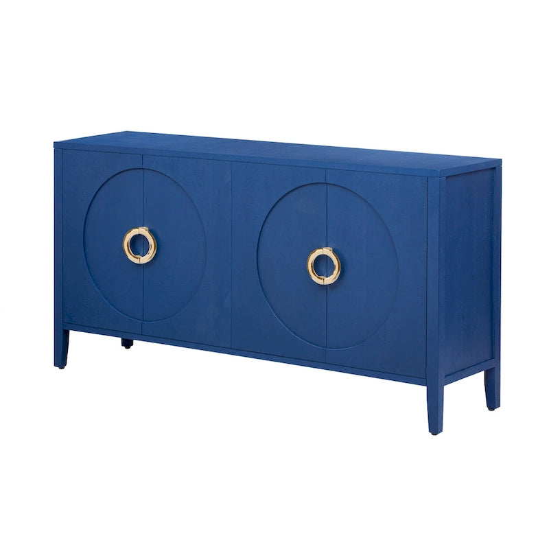 Meuble de rangement en placage de sapin – 5 pieds, porte arrondie, simple (noir / naturel / bleu marine)