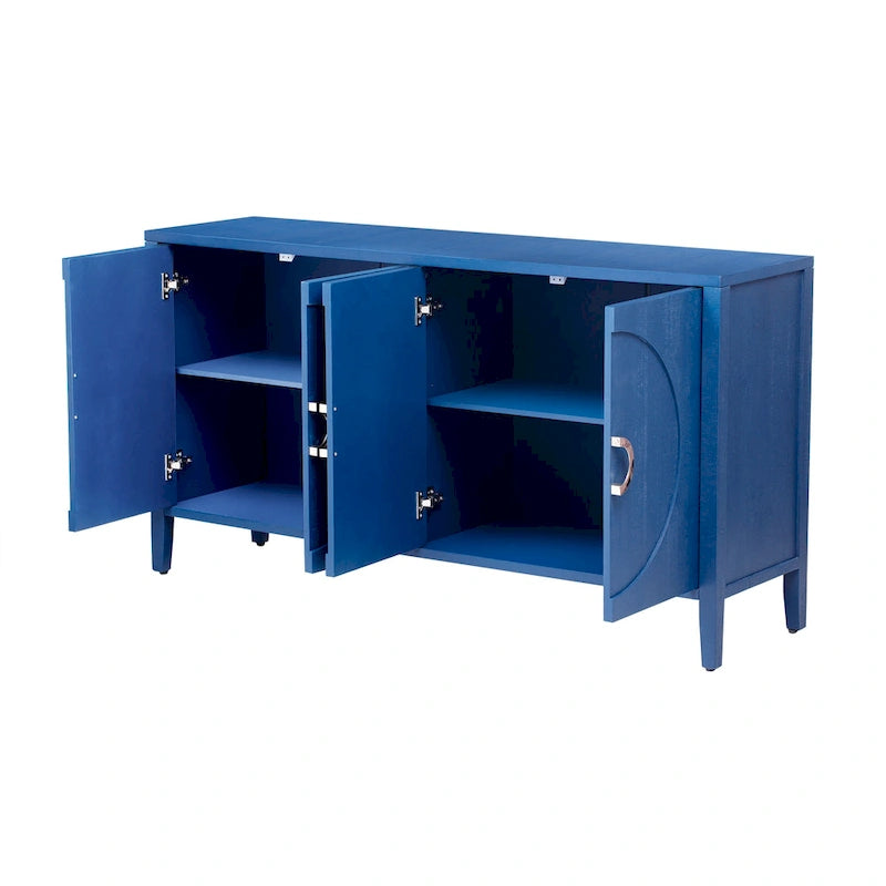 Meuble de rangement en placage de sapin – 5 pieds, porte arrondie, simple (noir / naturel / bleu marine)