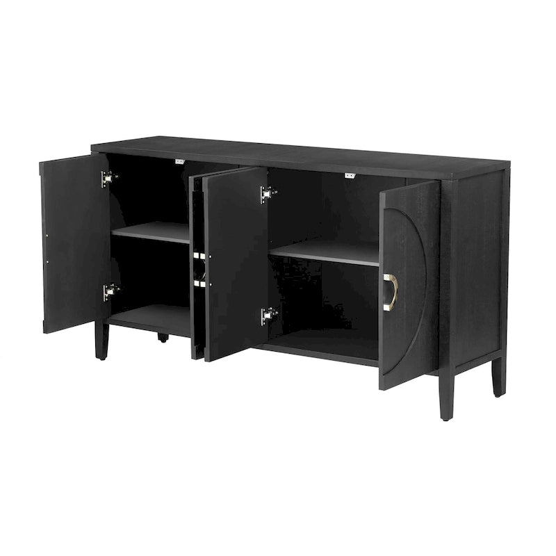Meuble de rangement en placage de sapin – 5 pieds, porte arrondie, simple (noir / naturel / bleu marine)
