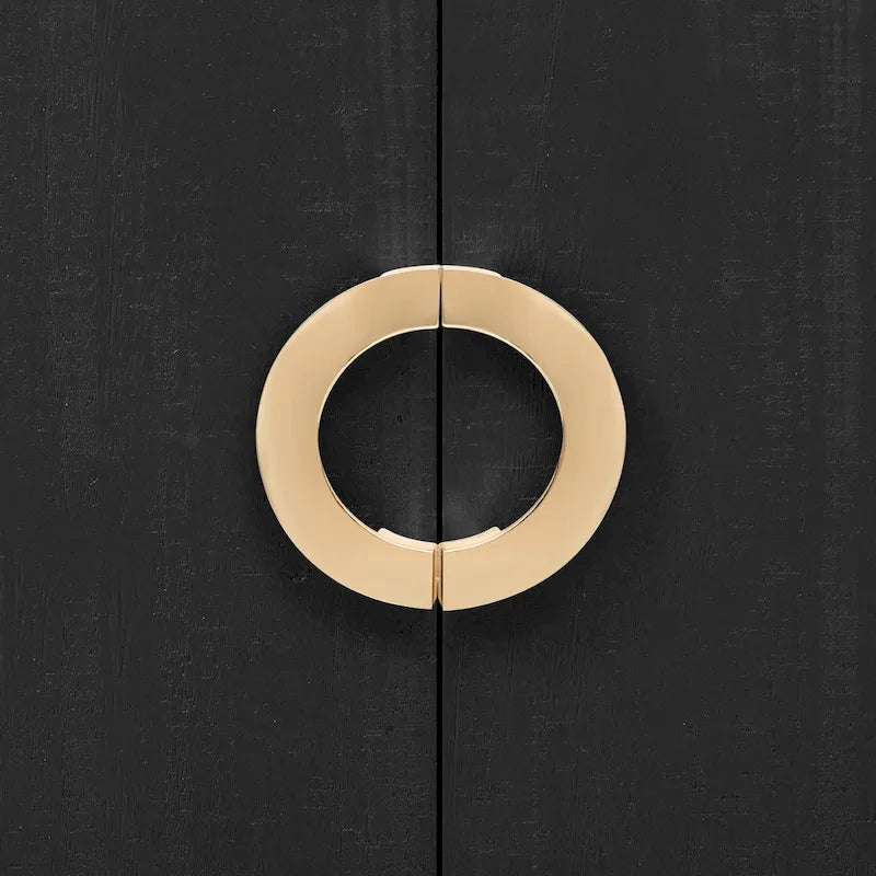 Meuble de rangement en placage de sapin – 5 pieds, porte arrondie, simple (noir / naturel / bleu marine)