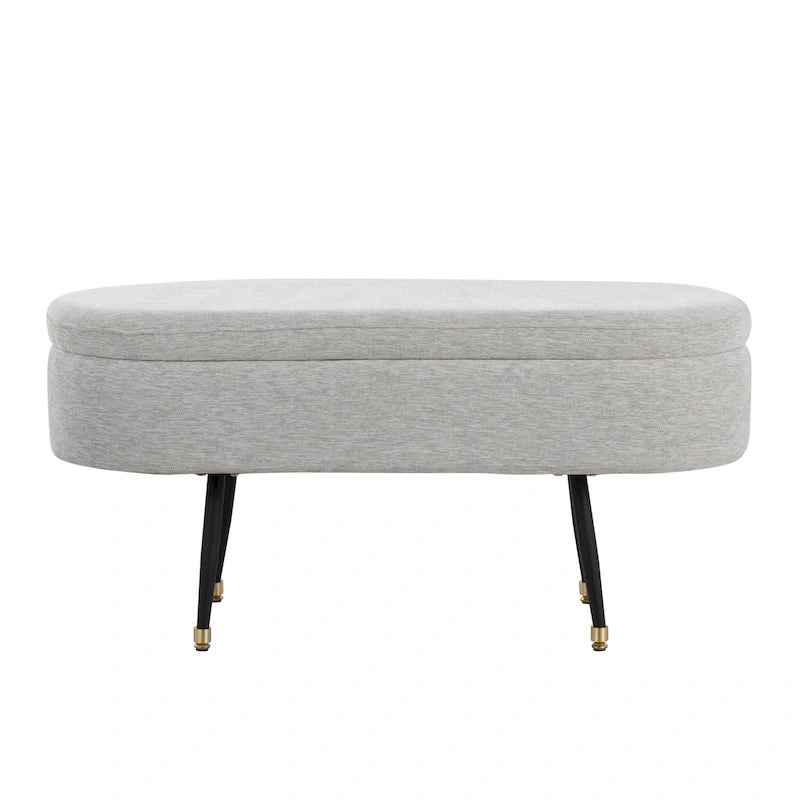 Banc de rangement avec couvercle à charnière – Tissu gris clair / crème, 1 place