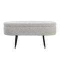 Banc de rangement avec couvercle à charnière – Tissu gris clair / crème, 1 place