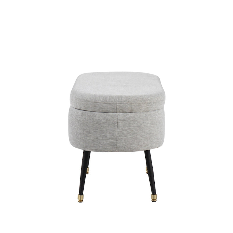 Banc de rangement avec couvercle à charnière – Tissu gris clair / crème, 1 place