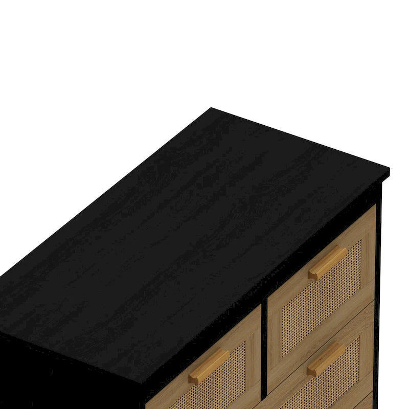 Commode en rotin naturel à 4 tiroirs, simple