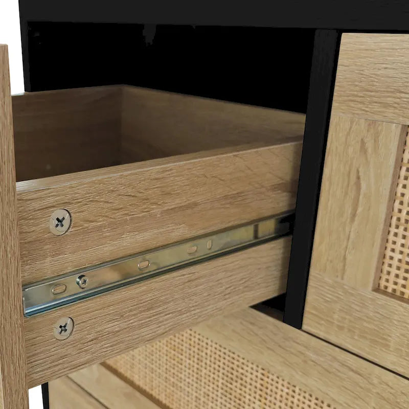 Commode en rotin naturel à 4 tiroirs, simple
