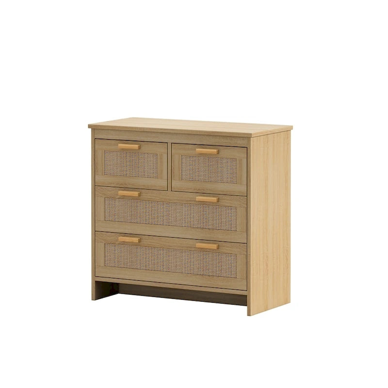 Commode en rotin naturel à 4 tiroirs, simple