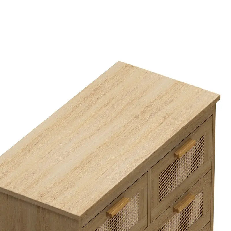 Commode en rotin naturel à 4 tiroirs, simple