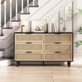 Commode 6 tiroirs en rotin Noir & Naturel, Simple