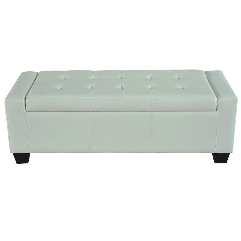 Banc Ottoman de rangement en similicuir blanc, 1 place