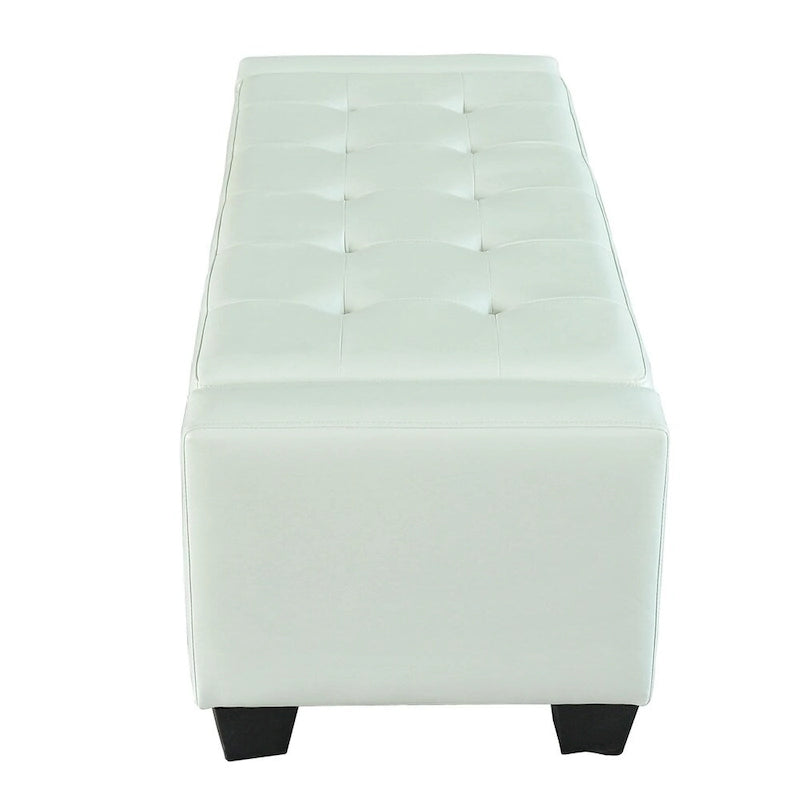 Banc Ottoman de rangement en similicuir blanc, 1 place