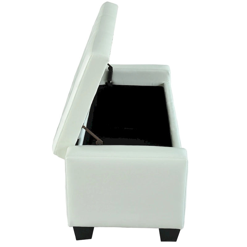 Banc Ottoman de rangement en similicuir blanc, 1 place