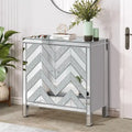 Armoire de rangement avec miroir argenté, style diamant/forme en M, 2 portes
