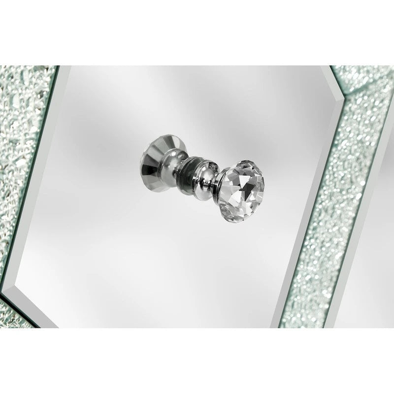 Armoire de rangement avec miroir argenté, style diamant/forme en M, 2 portes