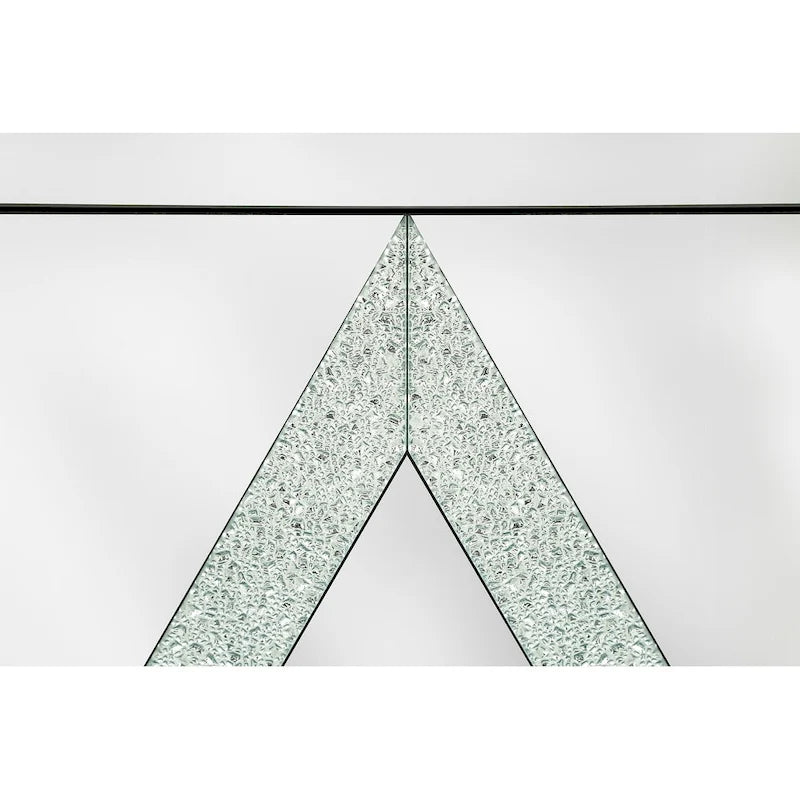 Armoire de rangement avec miroir argenté, style diamant/forme en M, 2 portes