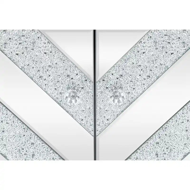Armoire de rangement avec miroir argenté, style diamant/forme en M, 2 portes