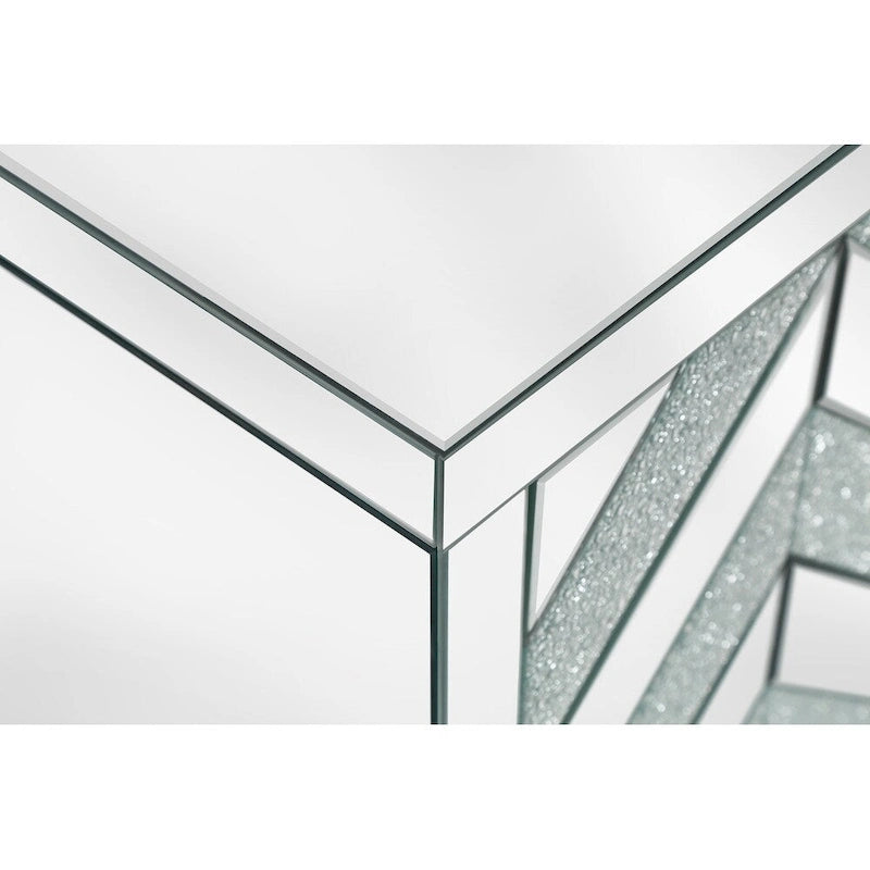 Armoire de rangement avec miroir argenté, style diamant/forme en M, 2 portes